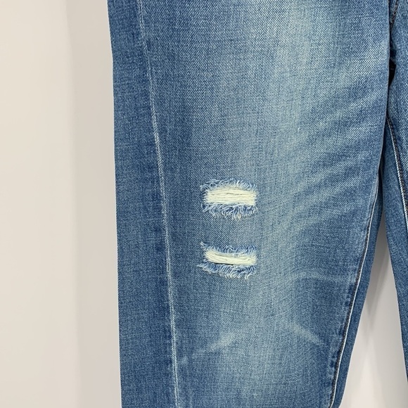 Sandrine Rose wide leg high rise pleated denim jeans distressed blue new 28 - Picture 3 of 7